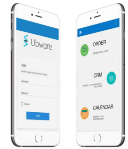 Mockup di due smarphone la cui schermata mostra la pagina login e la dashboard di una delle webapp Ubware.